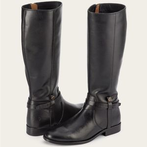 REVOLVE FRYE MELISSA EQUESTRIAN RIDING BELTED TALL BOOTS in BLACK NWOT